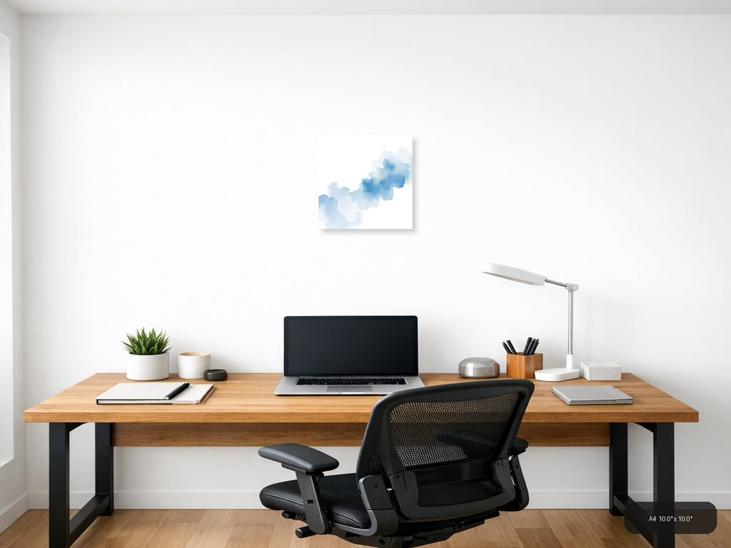 Blue Watercolor Cloud Formations Abstract Wall Art — A4 / Office