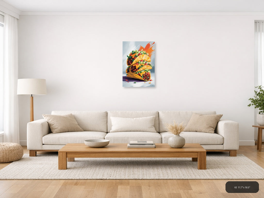 Tacos — Abstract (Portrait) Canvas Print | Abstract Wall Art | A4 A3 A2 A1 — A3 / Living Room