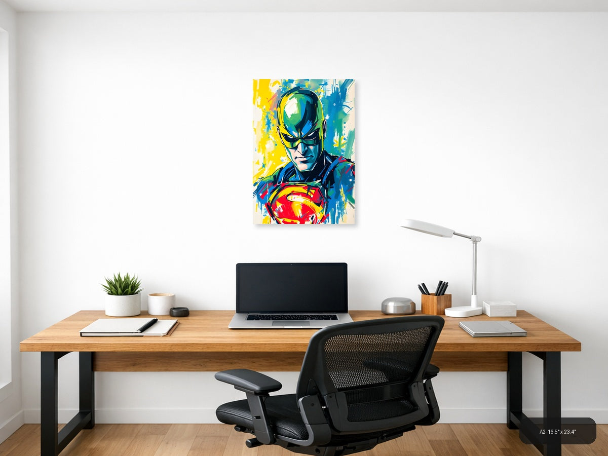 Abstract Superhero Portrait Colorful Modern Wall Art — A2 / Office