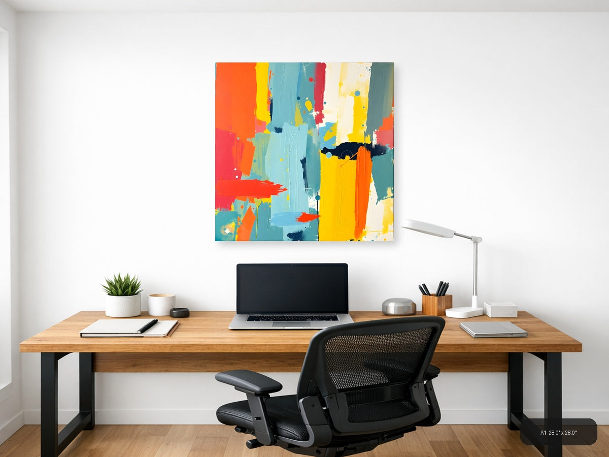 Vibrant Abstract Colour Block Square Wall Art — A1 / Office