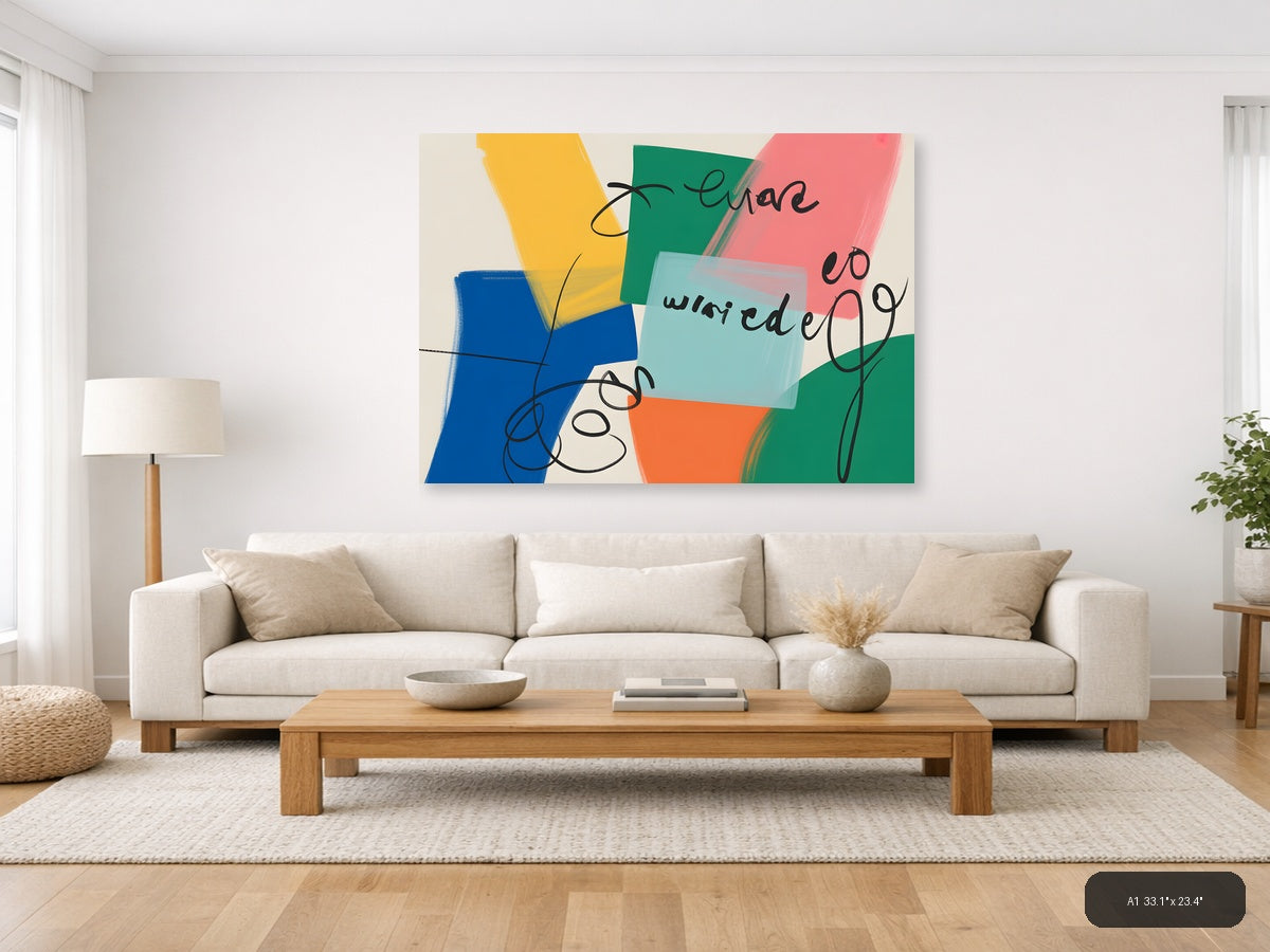 Abstract Colorful Shapes Modern Wall Art Print — A1 / Living Room