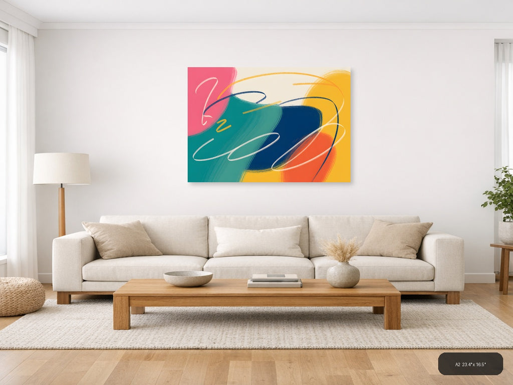 Colorful Abstract Brushstrokes Landscape Wall Art — A2 / Living Room