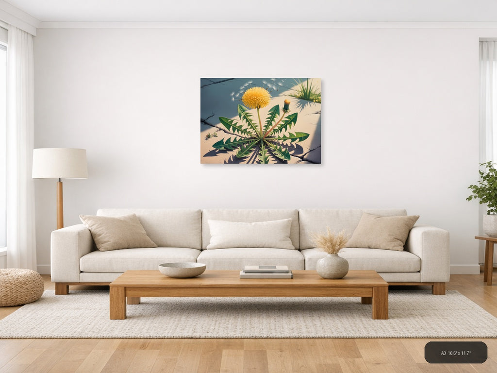 Vintage Dandelion Life Cycle Botanical Wall Art — A3 / Living Room