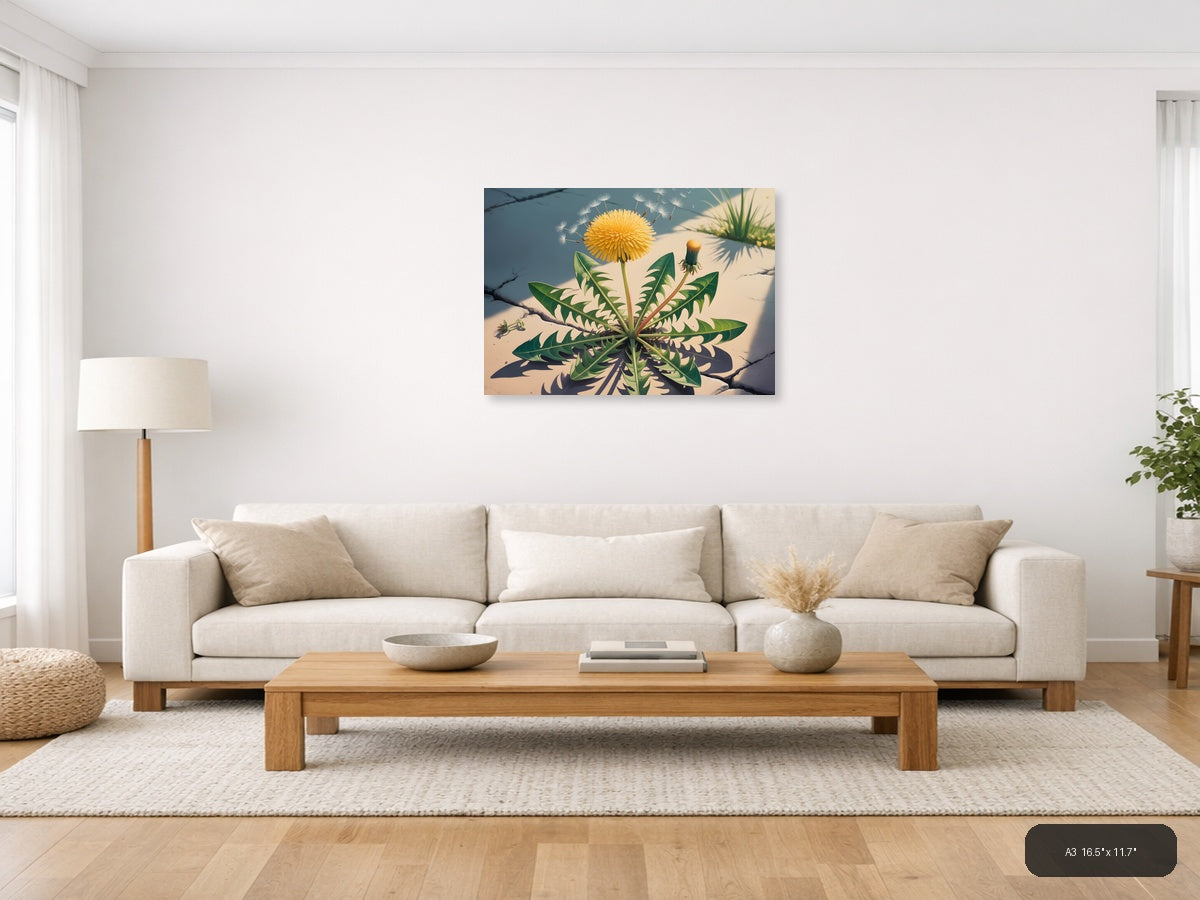 Vintage Dandelion Life Cycle Botanical Wall Art — A3 / Living Room