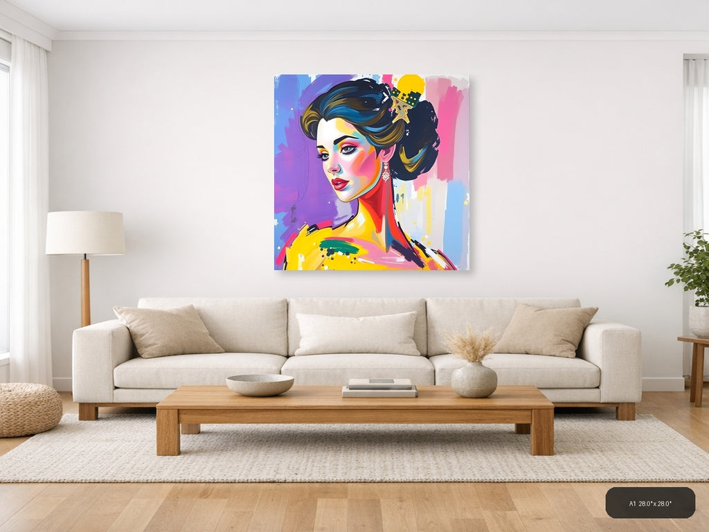 Colorful Abstract Woman Portrait Pop Art Wall Art — A1 / Living Room