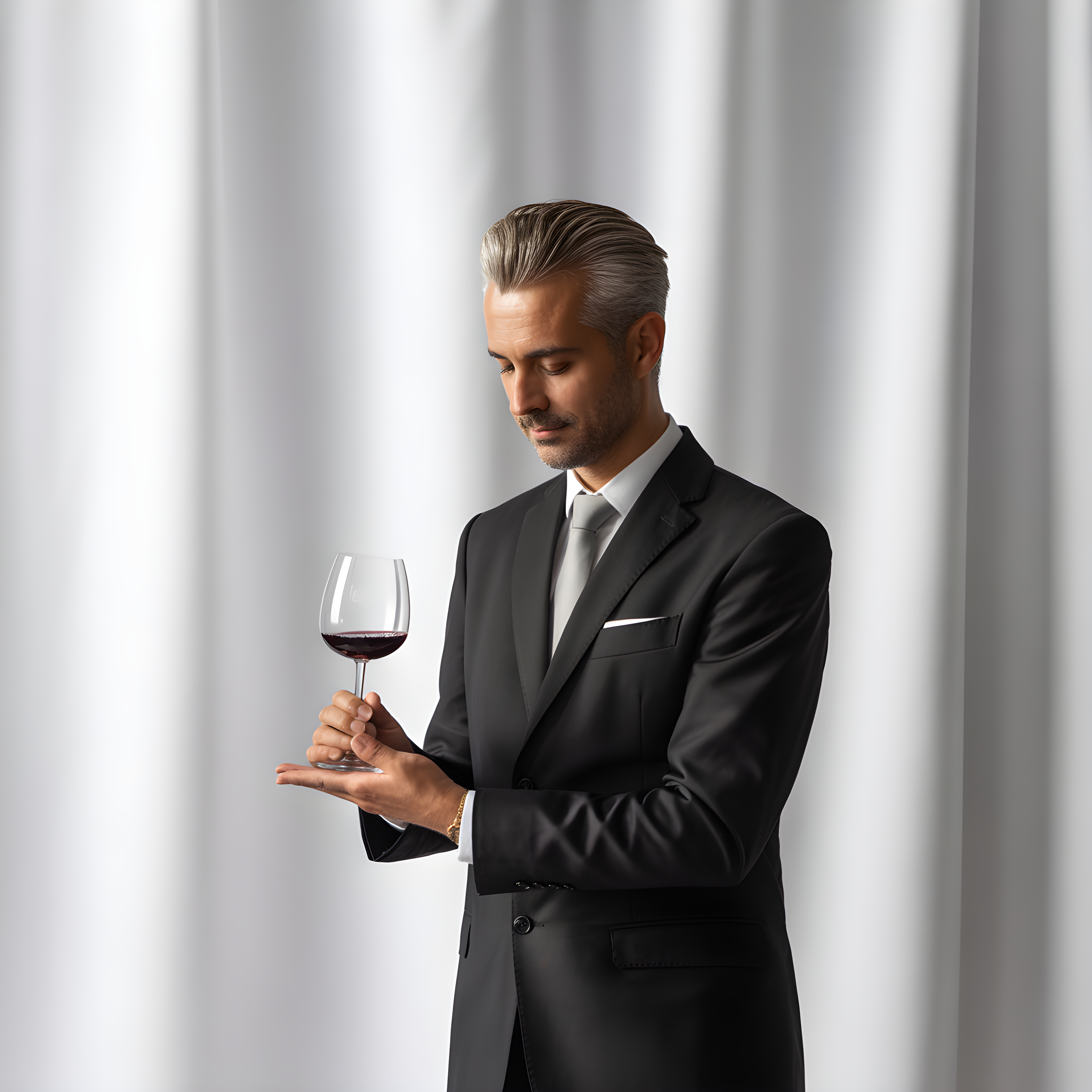 Minimalist Businessman Wine Tasting Portrait Wall Art
