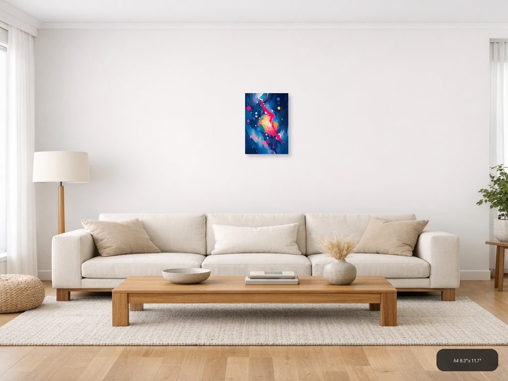 Vibrant Abstract Cosmic Explosion | Modern Wall Art — A4 / Living Room