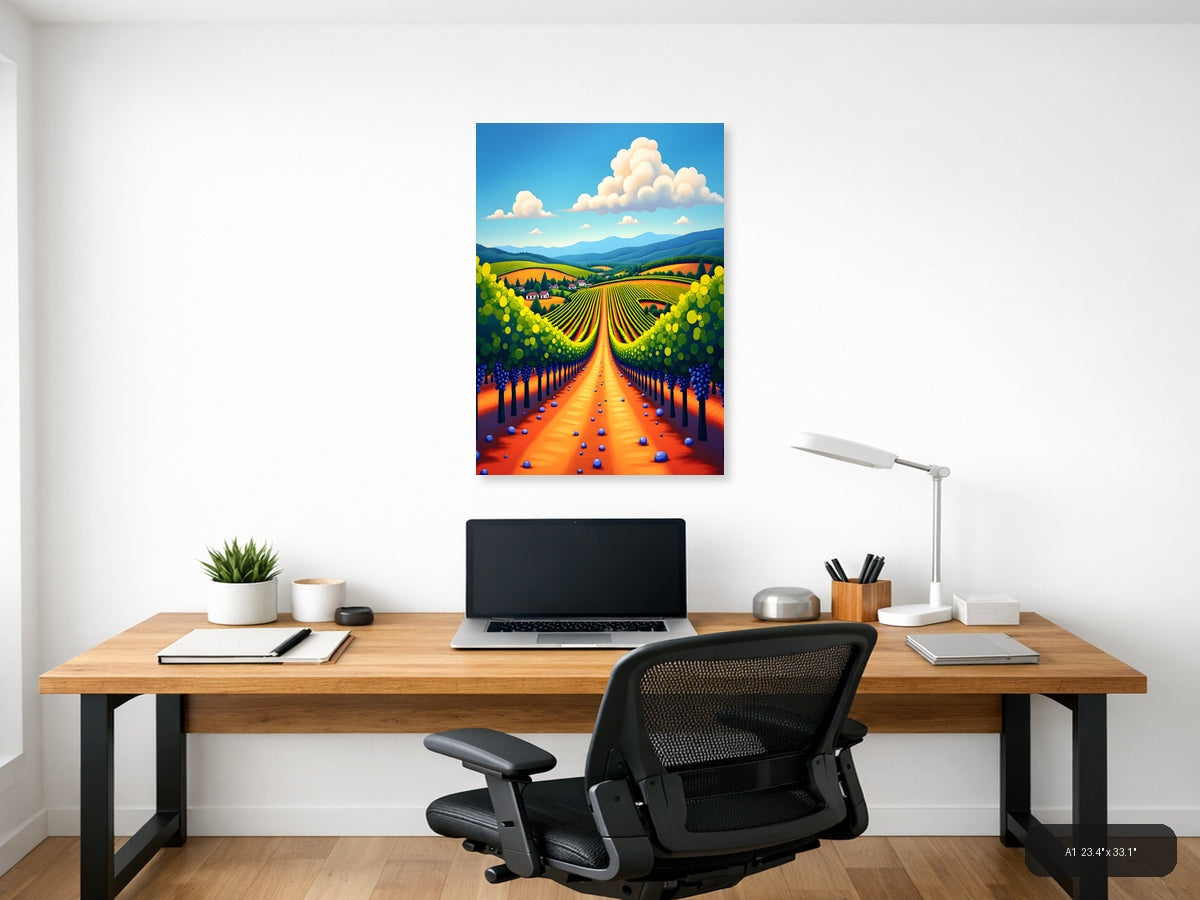 Vibrant Vineyard Valley Abstract Landscape Wall Art — A1 / Office