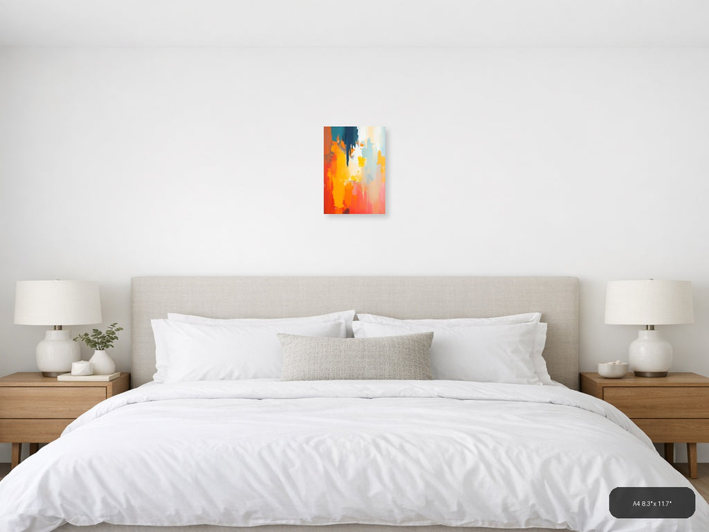 Abstract Gradient Splash Modern Orange Blue Wall Art — A4 / Bedroom