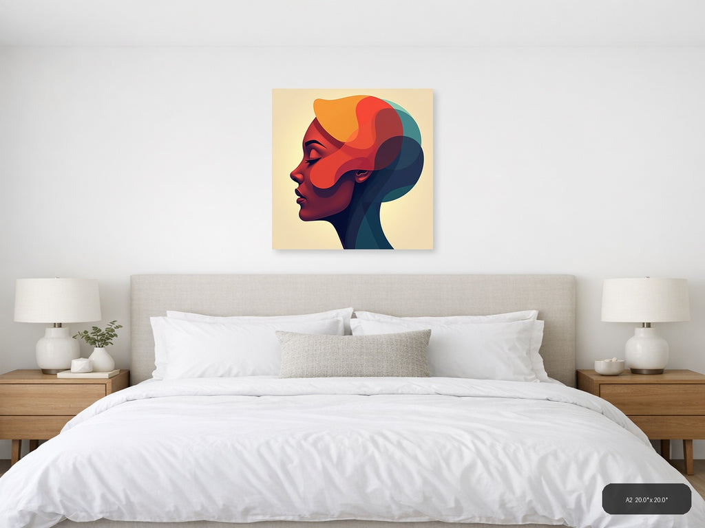Abstract Colorful Profile Portrait Modern Wall Art — A2 / Bedroom