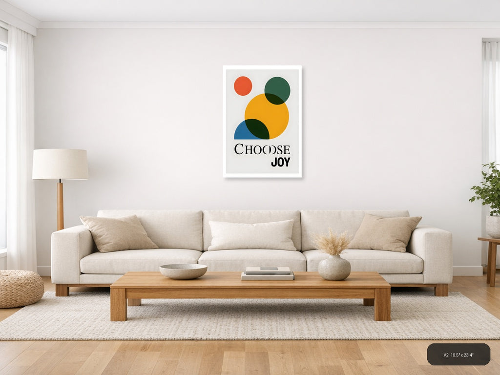 Choose Joy Minimalist Geometric Circles Wall Art — A2 / Living Room