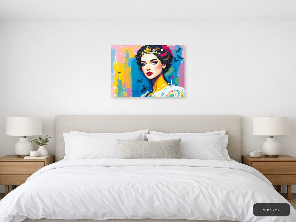 Colorful Pop Art Woman Portrait Abstract Wall Art — A3 / Bedroom