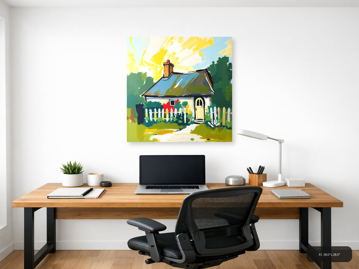 Sunny Cottage Garden Abstract Wall Art — A1 / Office