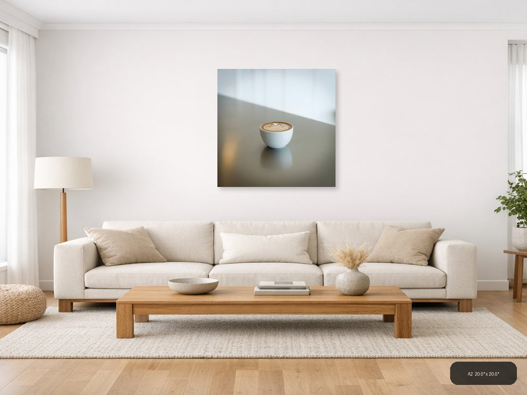 Minimalist Latte Art Coffee Cup Wall Art — A2 / Living Room