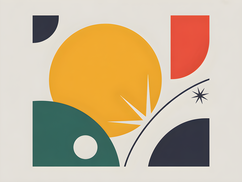 Minimalist Sunset Landscape with Geometric Shapes Wall Art