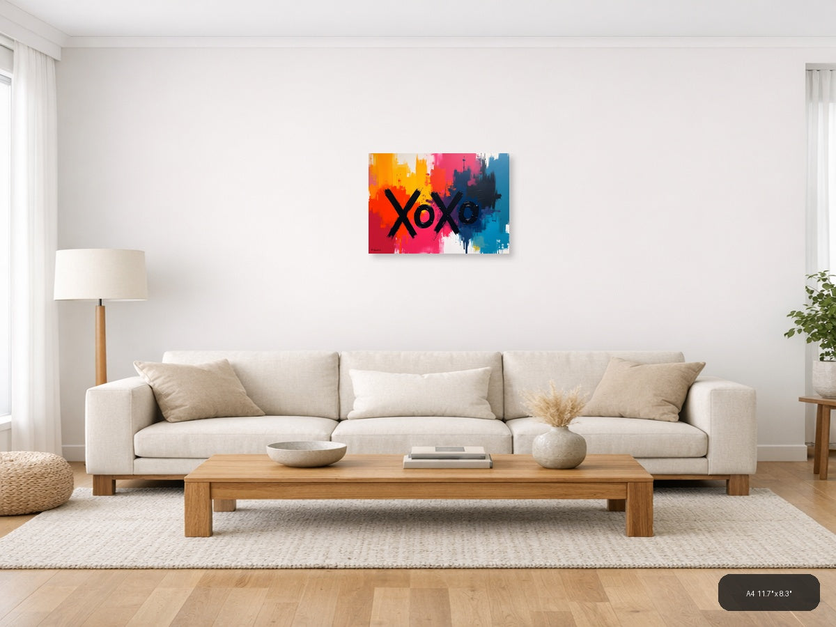 XOXO Abstract Colorful Urban Skyline Wall Art — A4 / Living Room
