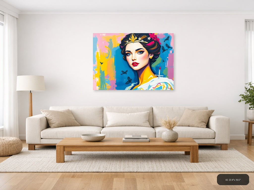 Colorful Pop Art Woman Portrait Abstract Wall Art — A2 / Living Room