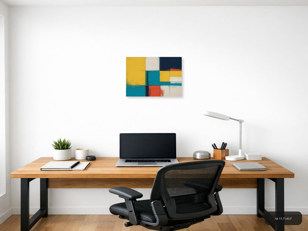 Colorful Geometric Blocks Abstract Canvas Wall Art — A4 / Office