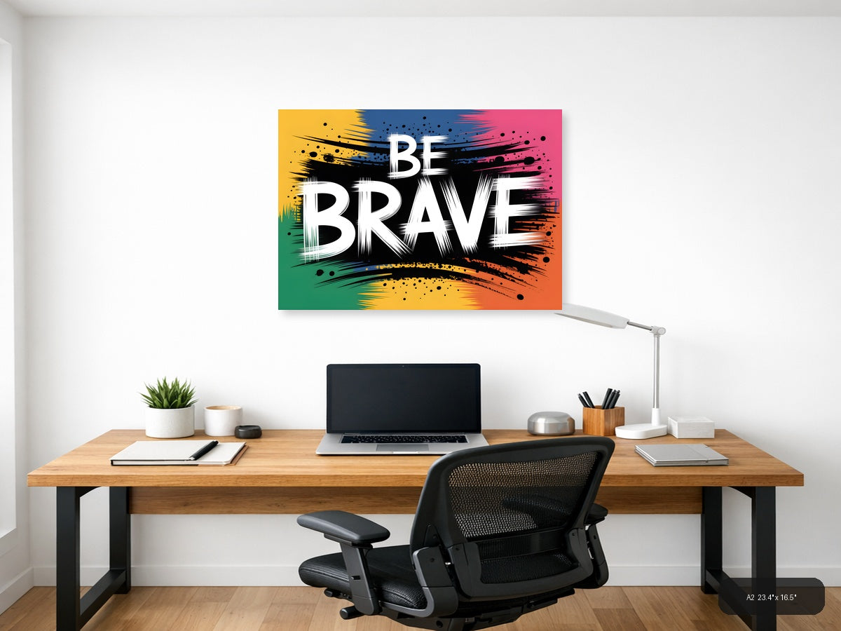 Be Brave Abstract Graffiti Street Art Wall Art — A2 / Office