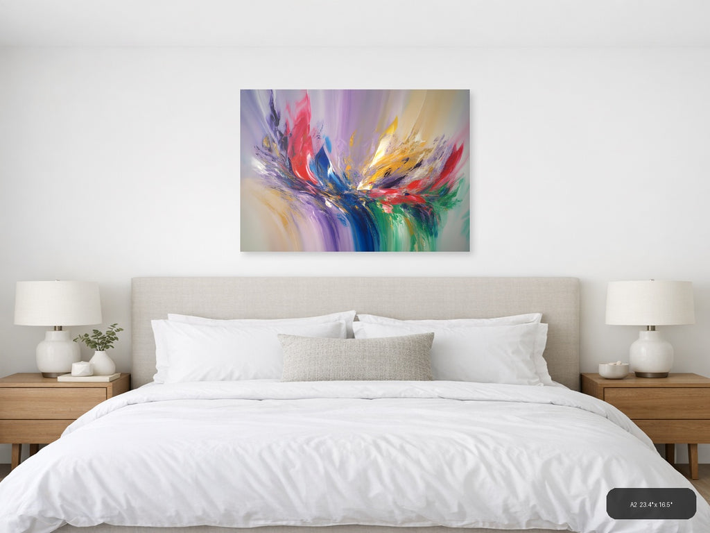 Colorful Abstract Explosion - Modern Purple Blue Red Wall Art — A2 / Bedroom
