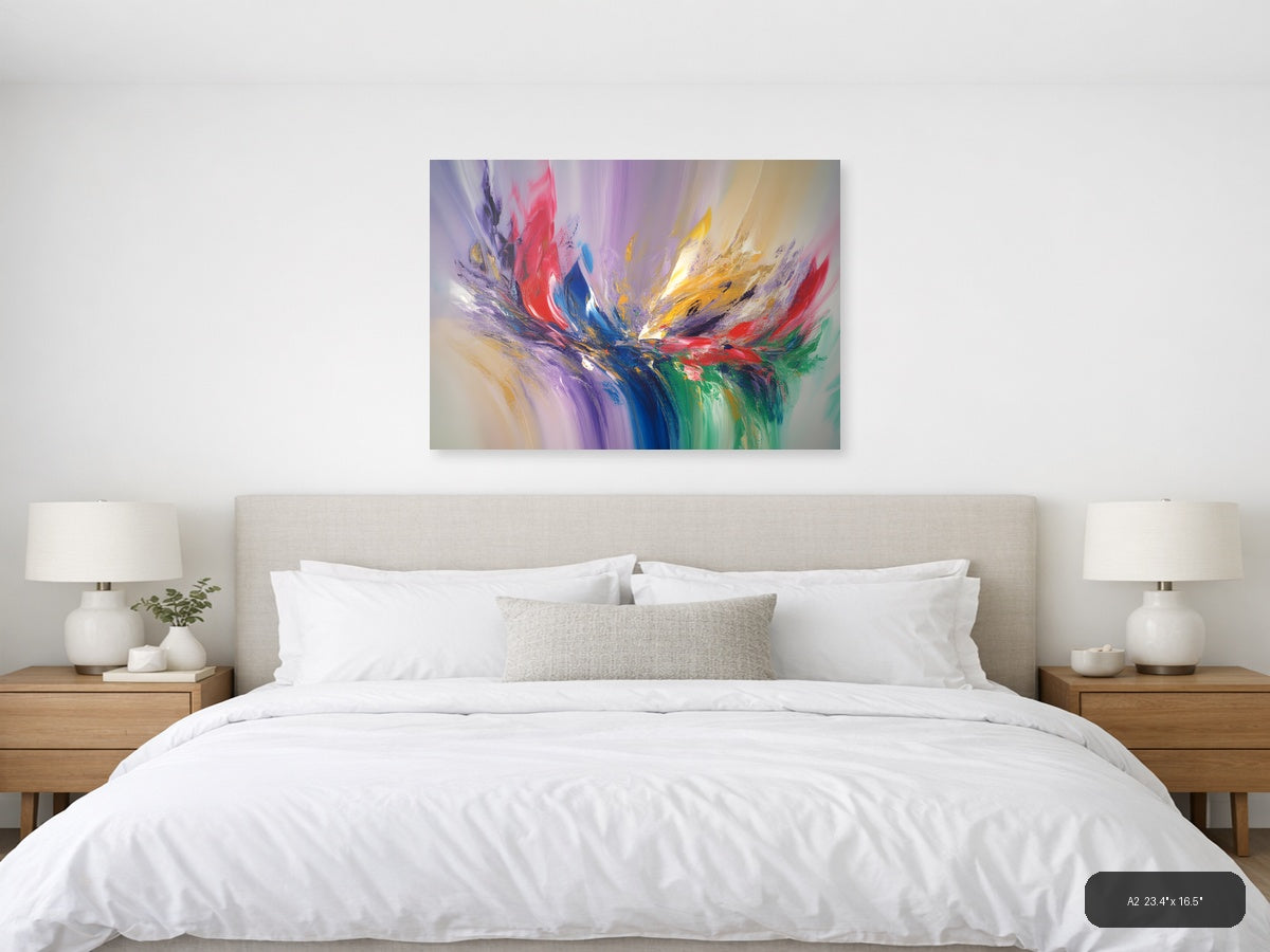 Colorful Abstract Explosion - Modern Purple Blue Red Wall Art — A2 / Bedroom