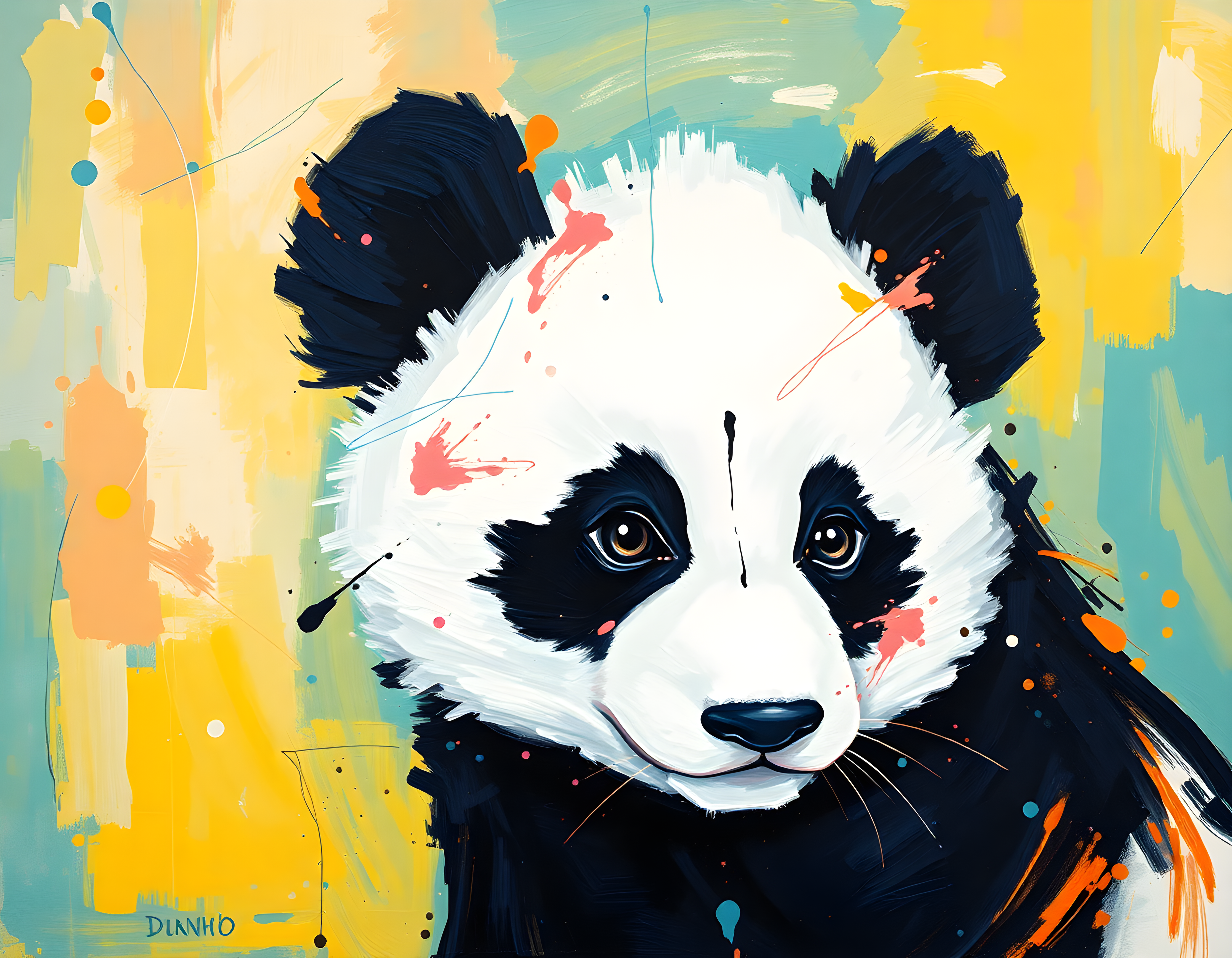 Abstract Panda Face Pop Art Modern Wall Art