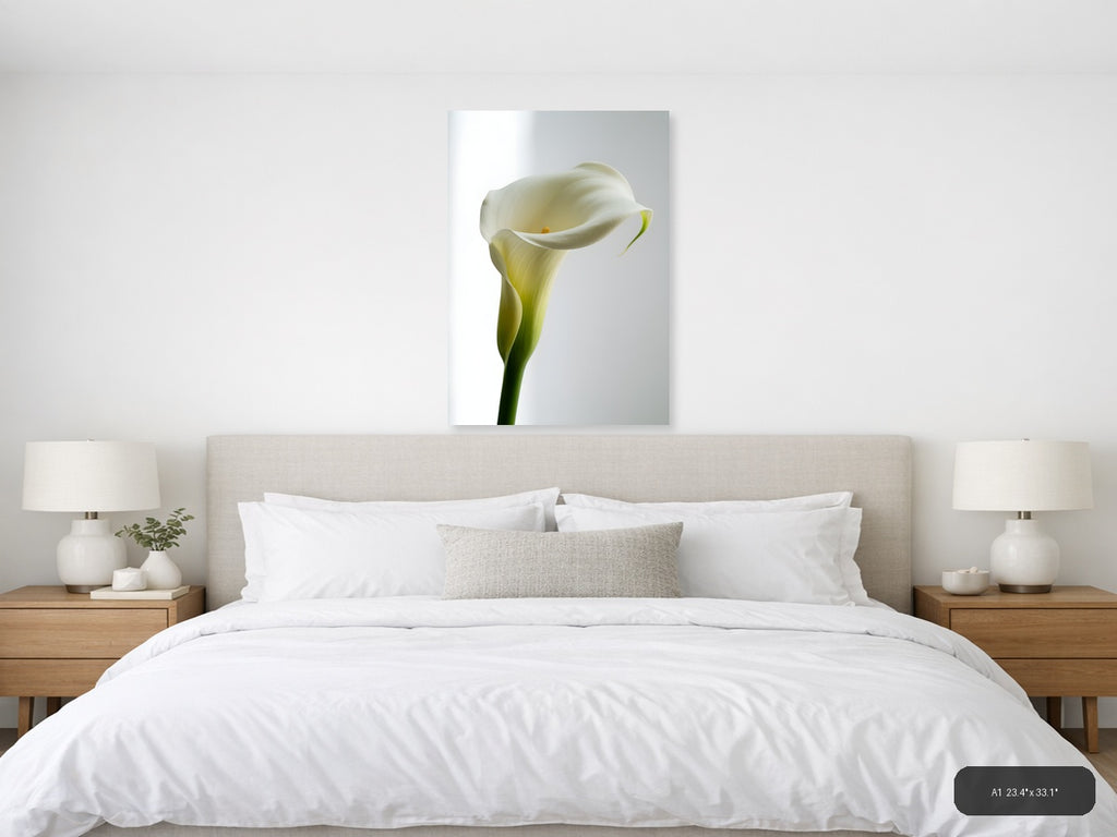 White Calla Lily Minimalist Flower Wall Art — A1 / Bedroom