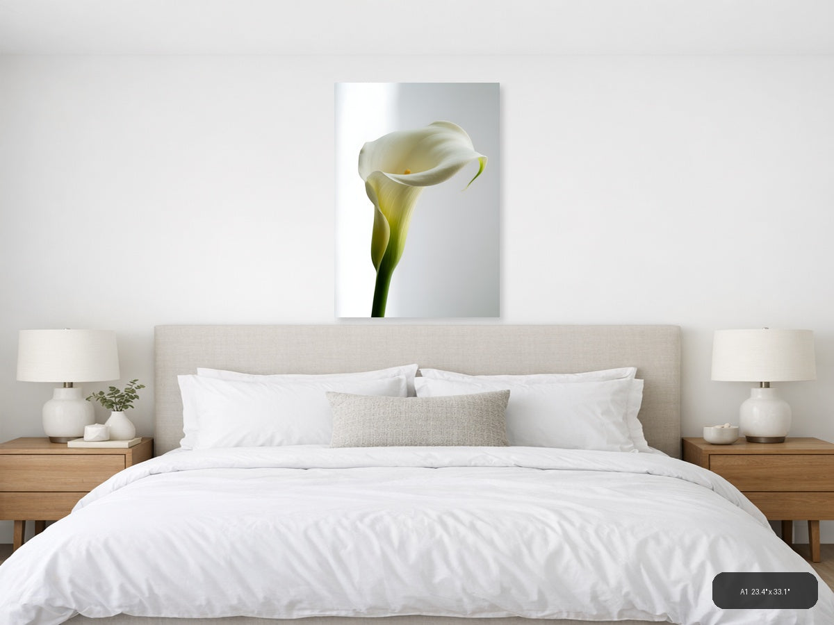 White Calla Lily Minimalist Flower Wall Art — A1 / Bedroom