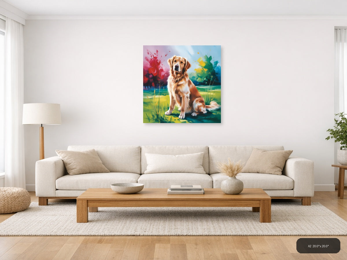 Golden Retriever Abstract Watercolor Dog Wall Art — A2 / Living Room