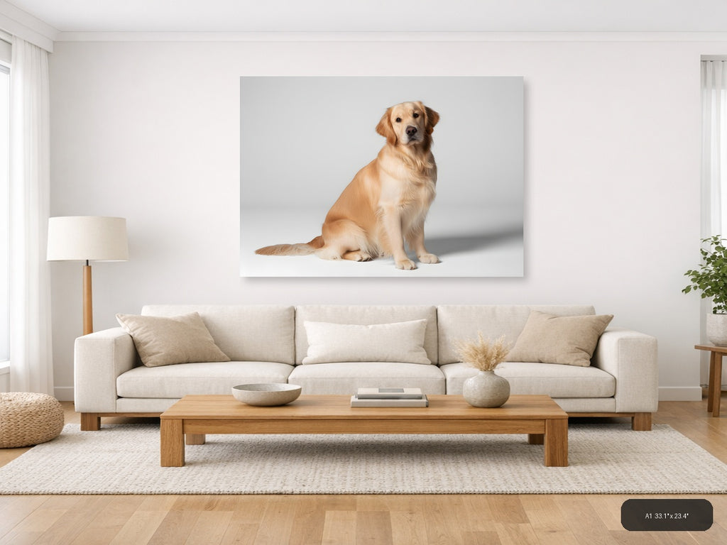 Golden Retriever Portrait Minimalist Wall Art — A1 / Living Room