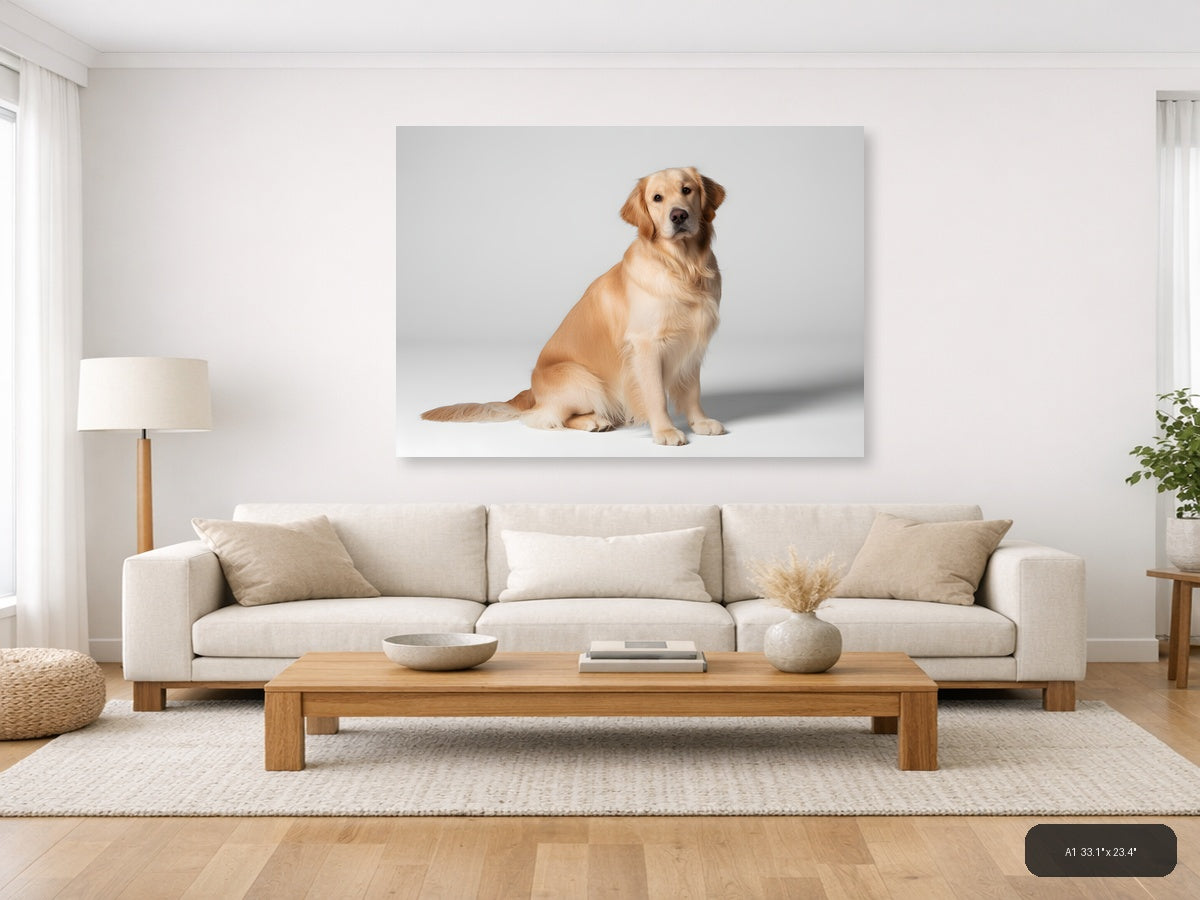 Golden Retriever Portrait Minimalist Wall Art — A1 / Living Room