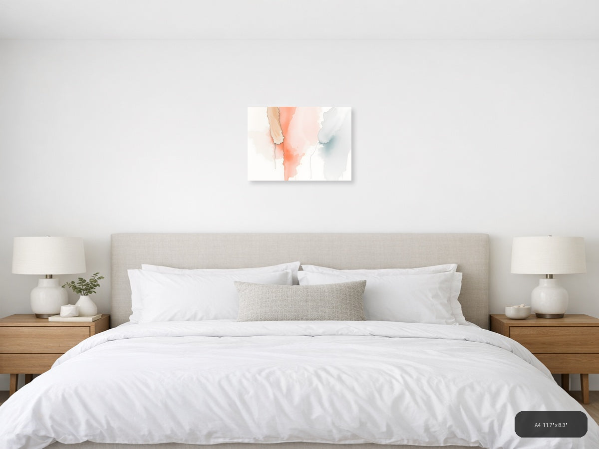 Abstract Watercolor Map Landscape Wall Art — A4 / Bedroom