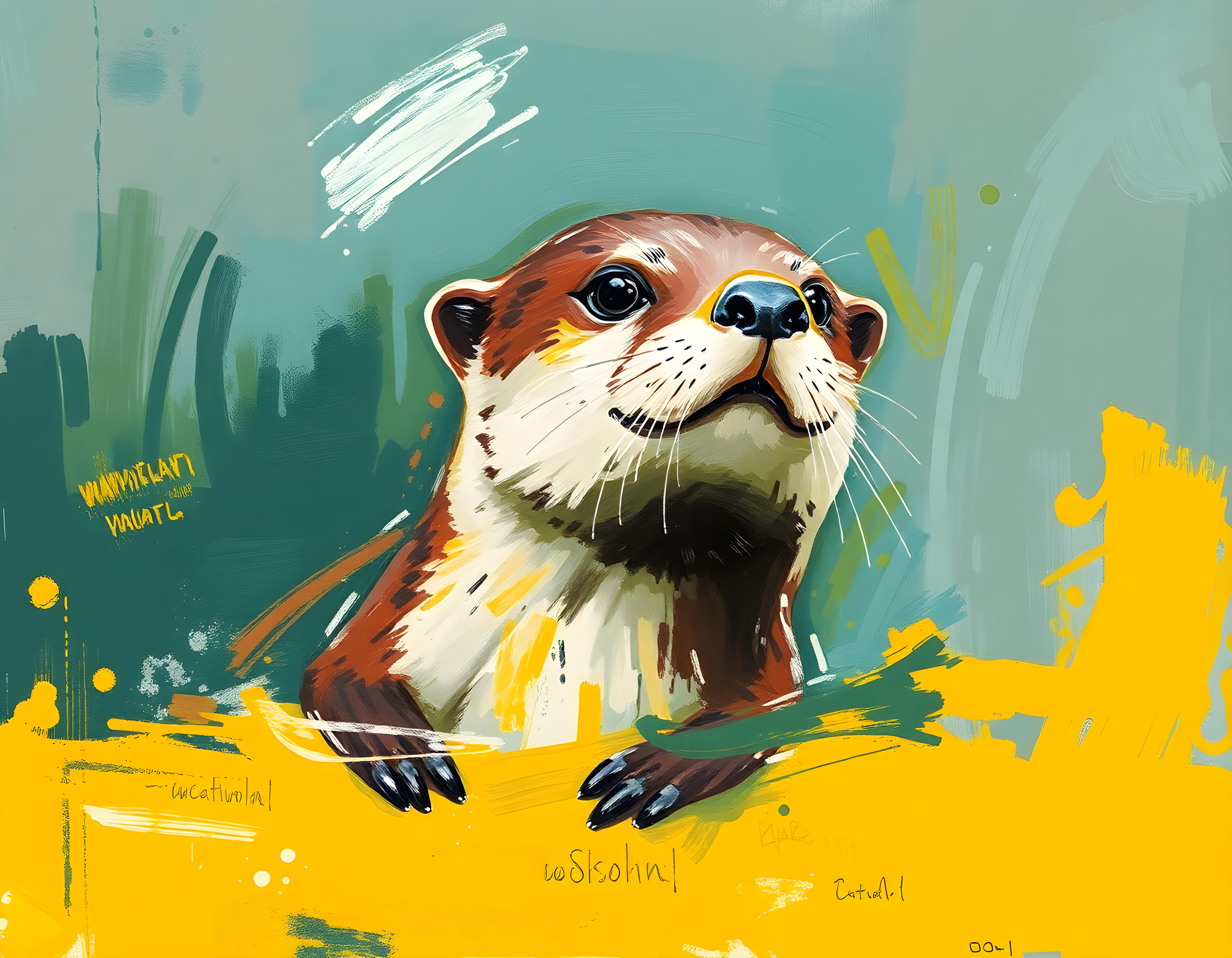 Colorful Otter Abstract Portrait Wall Art