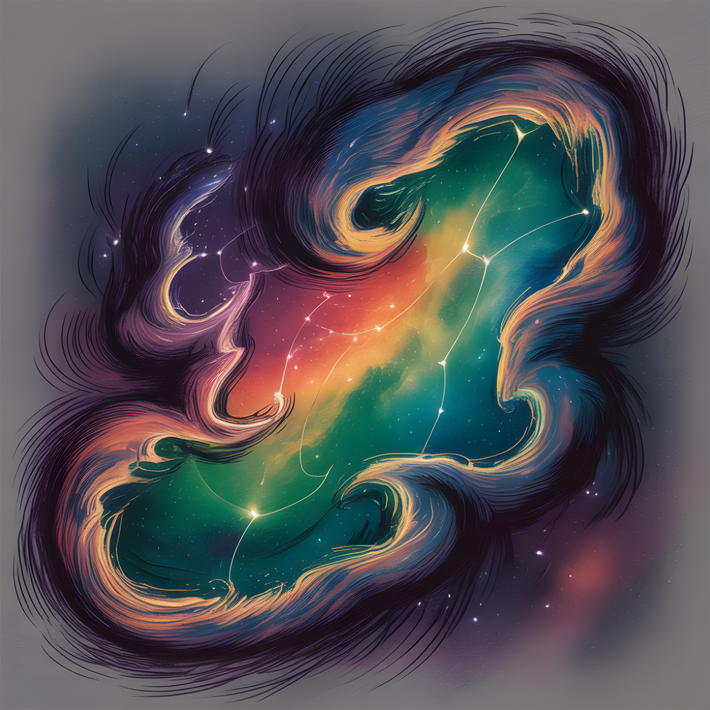 Cosmic Zodiac Gemini Neon Line Art Wall Art