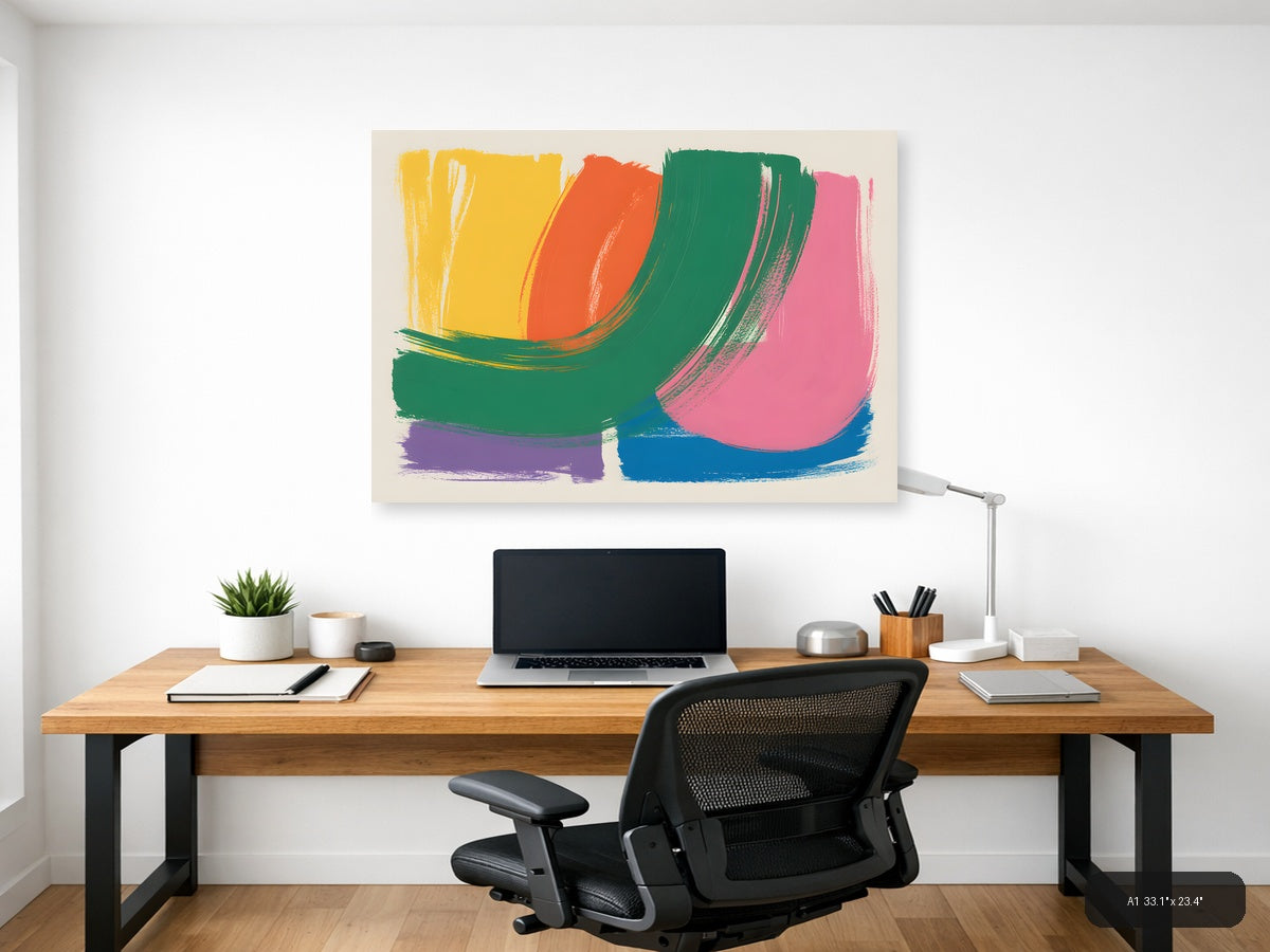 Vibrant Abstract Brushstrokes Landscape Wall Art — A1 / Office