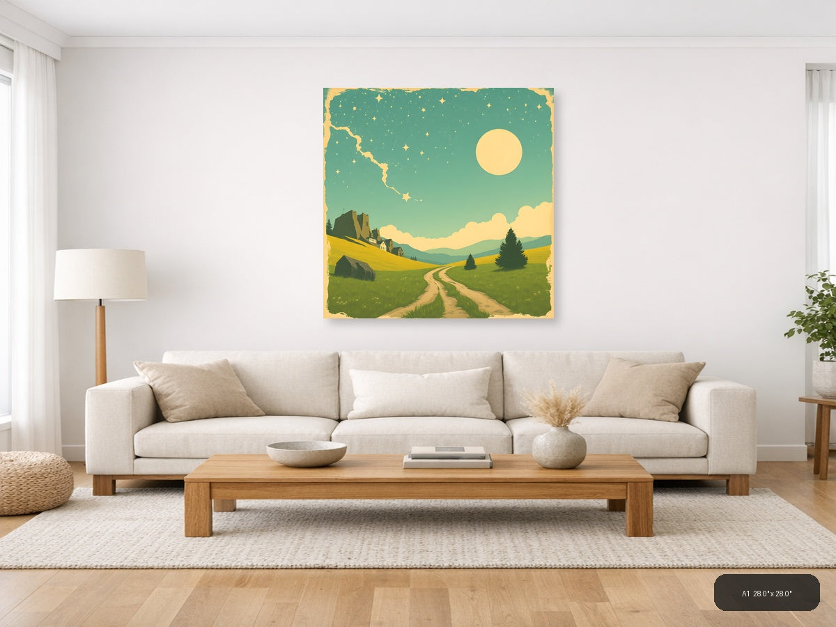 Vintage Countryside Castle Landscape Wall Art — A1 / Living Room