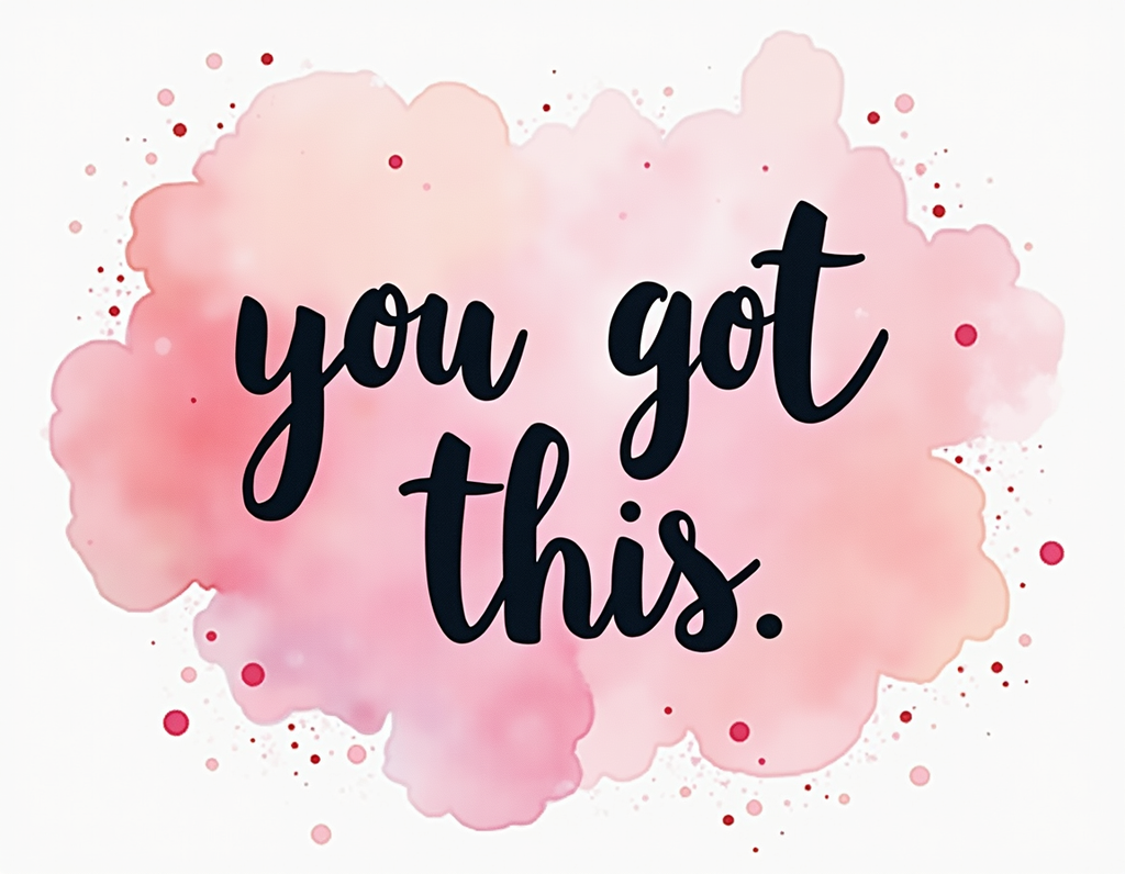 You Got This Watercolor Pink Cloud Motivational Wall Art