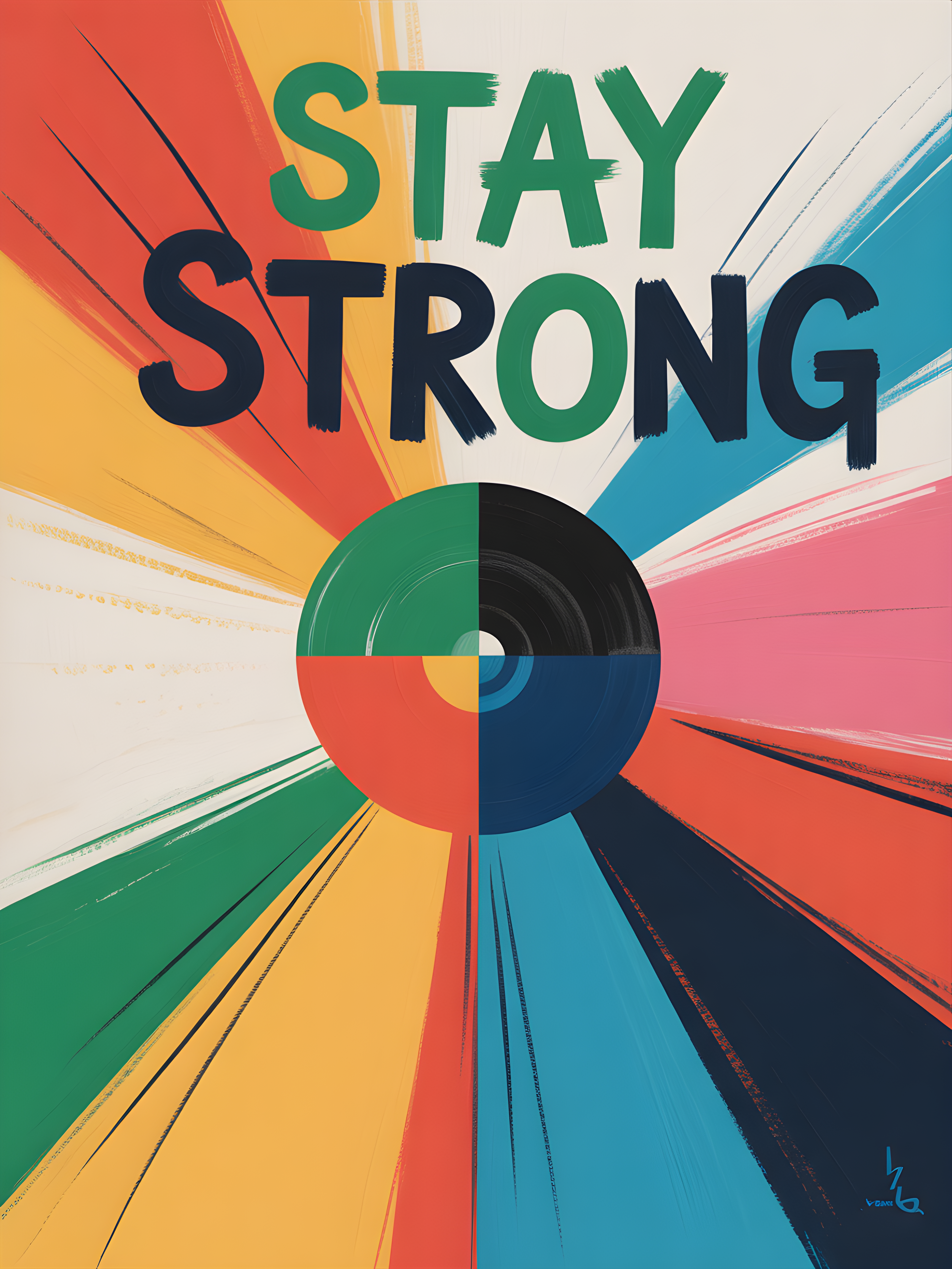 Stay Strong Abstract Vinyl Record Colorful Wall Art