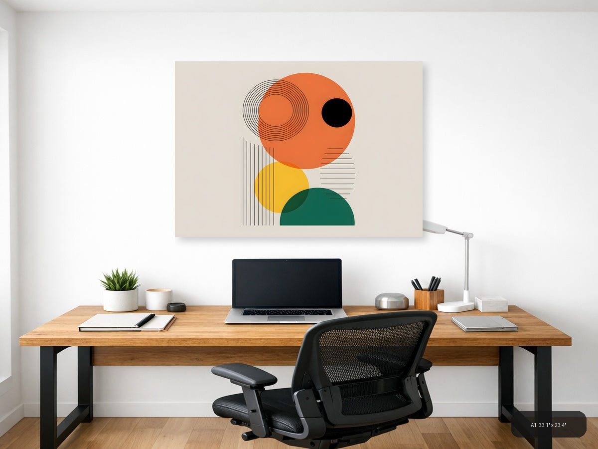 Abstract Geometric Circles Line Art Wall Art — A1 / Office