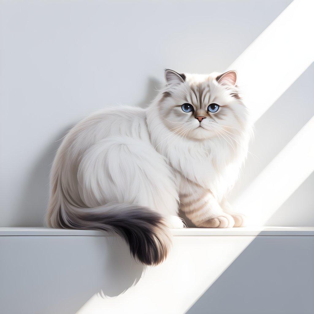 Minimalist White Cat with Blue Eyes Square Wall Art