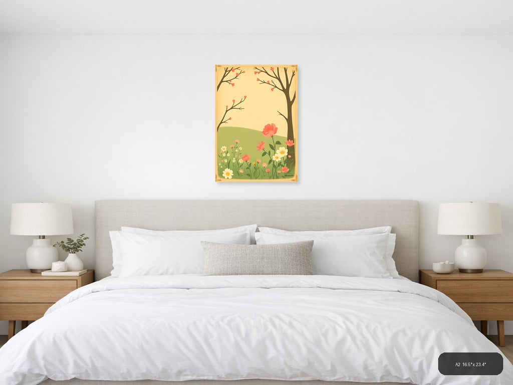 Vintage Spring Garden with Blooming Trees Wall Art — A2 / Bedroom