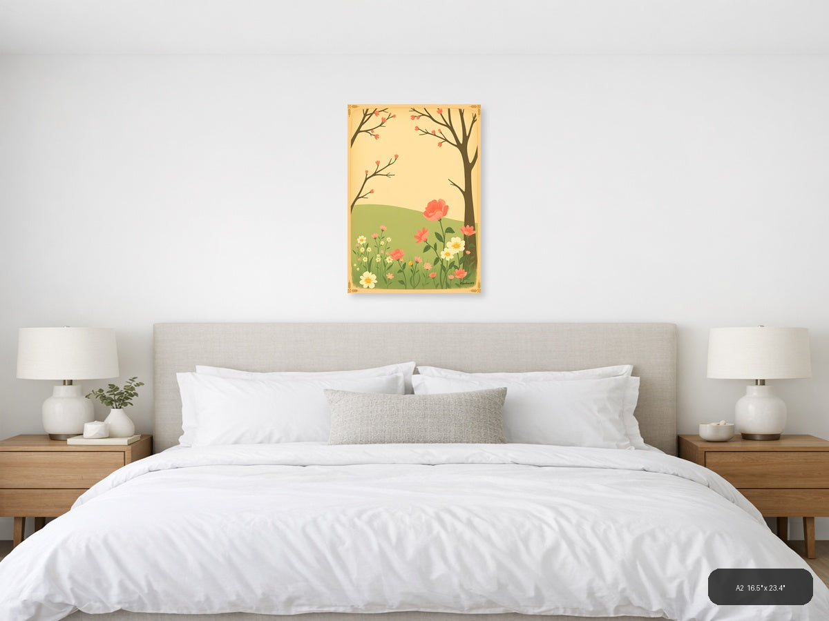 Vintage Spring Garden with Blooming Trees Wall Art — A2 / Bedroom