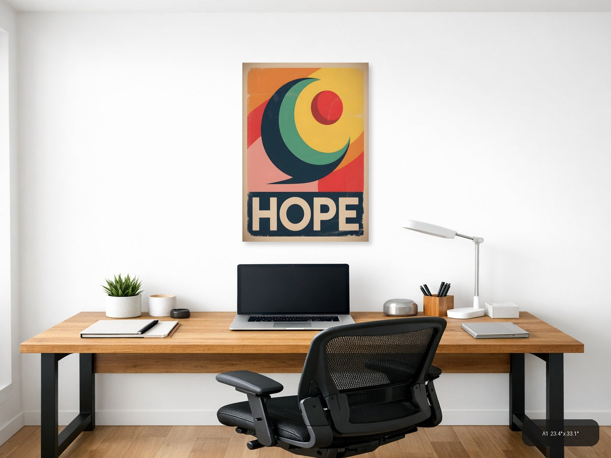 Vintage Hope Moon and Star Minimalist Wall Art — A1 / Office