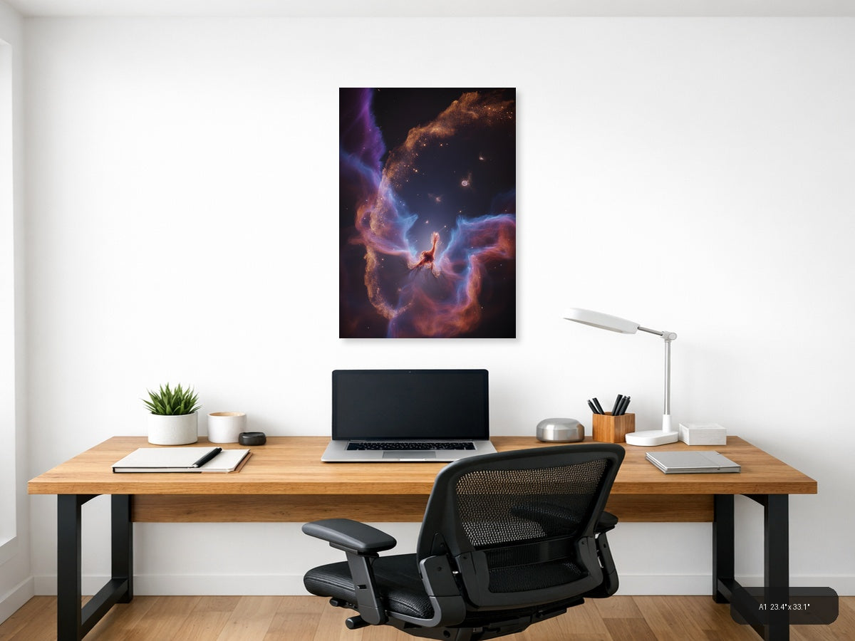 Cosmic Nebula with Golden Stars - Space Photography Wall Art — A1 / Office
