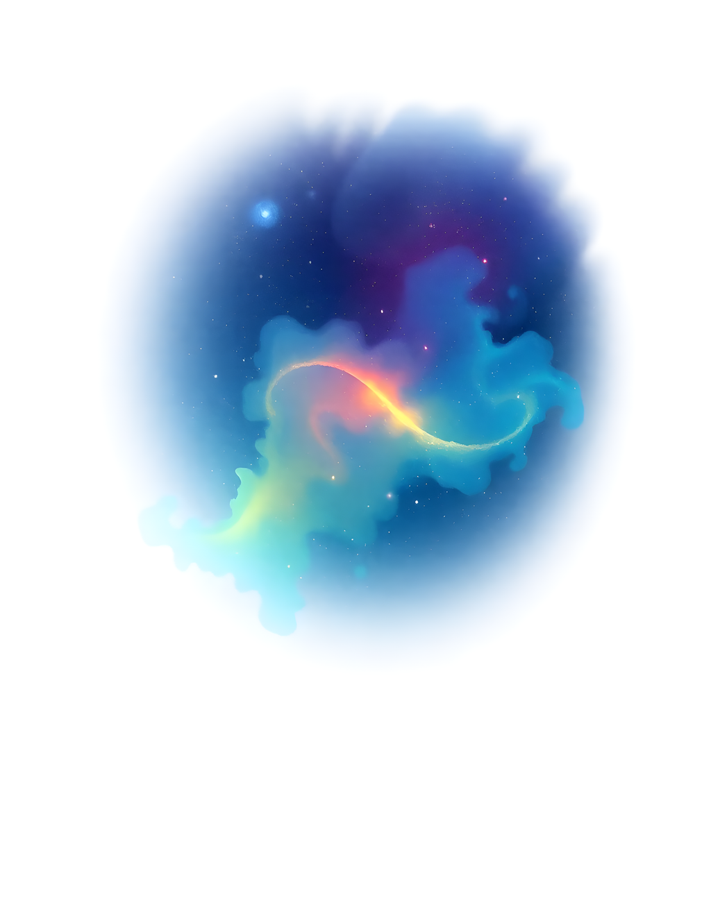 Minimalist Cosmic Nebula Blue Orange Wall Art