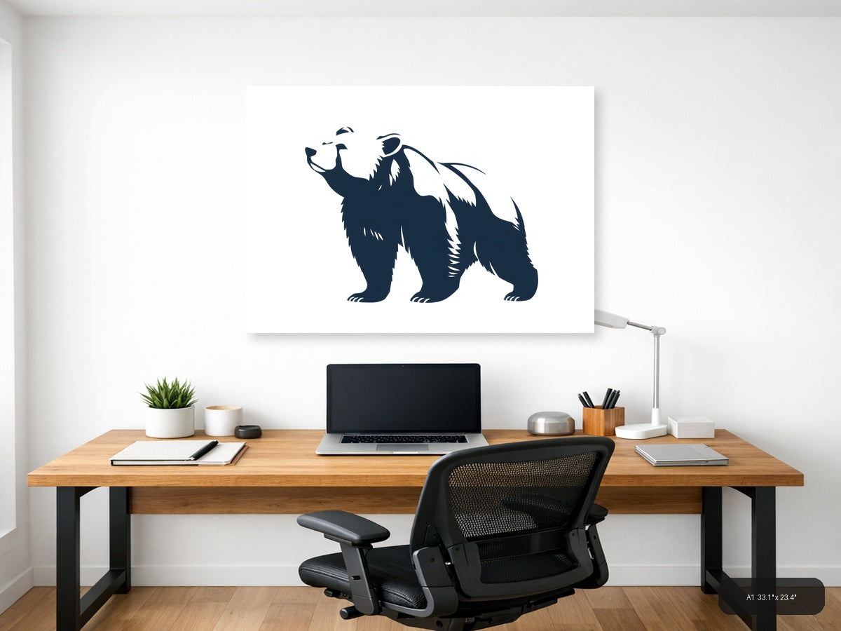 Minimalist Bear Silhouette Landscape Wall Art — A1 / Office