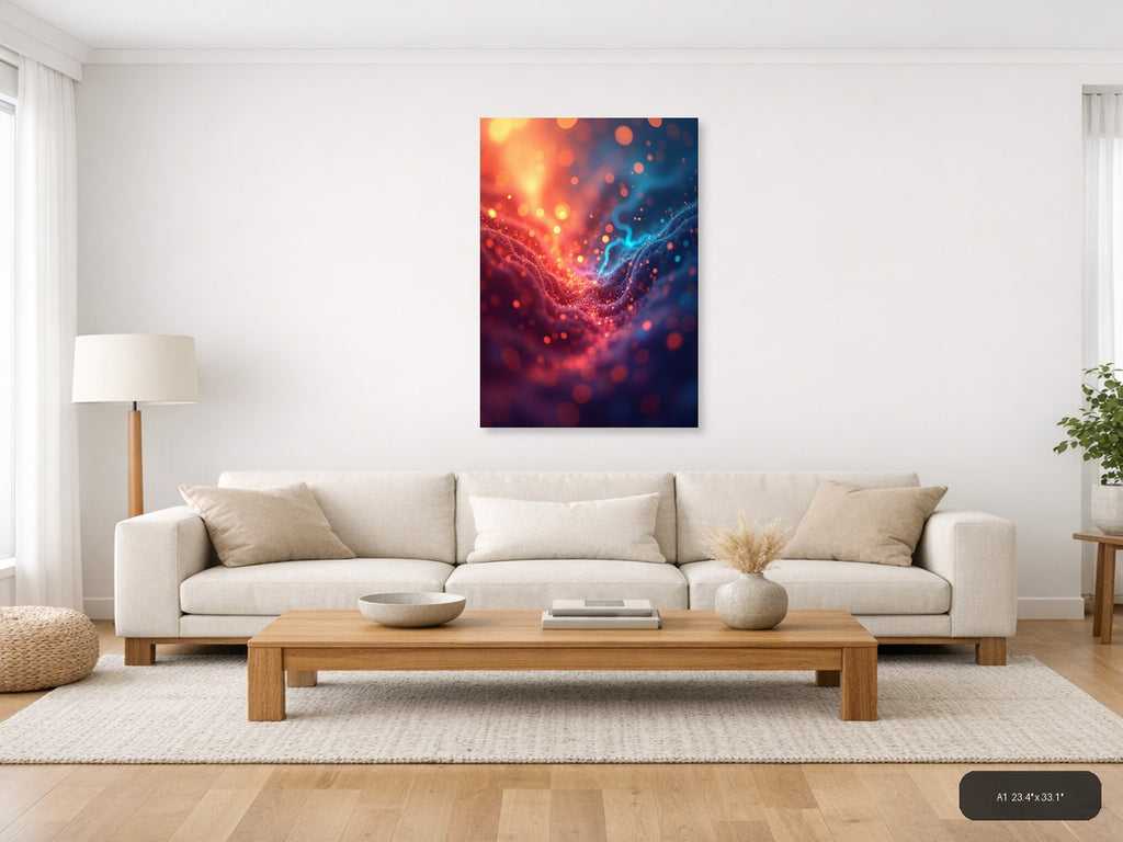 Abstract Glowing Energy Wave Red Blue Wall Art — A1 / Living Room
