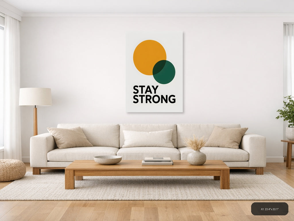 Stay Strong Minimalist Circle Overlap Wall Art — A1 / Living Room