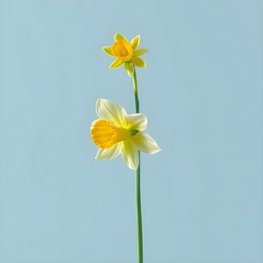 Two Yellow Daffodils Minimalist Botanical Wall Art