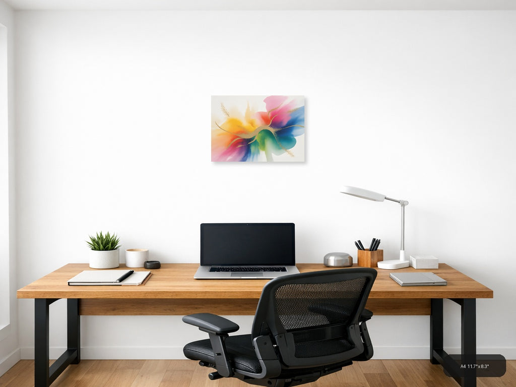 Colorful Abstract Watercolor Flower Wall Art — A4 / Office